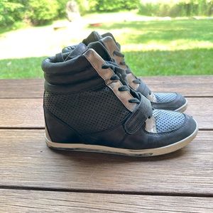 Black and Rose Gold Wedge Sneakers